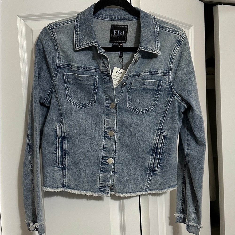 ⭐️NWT FDJ Light Blue Oversized Denim Jacket Frayed Hem. PTP 20” Fits Large
